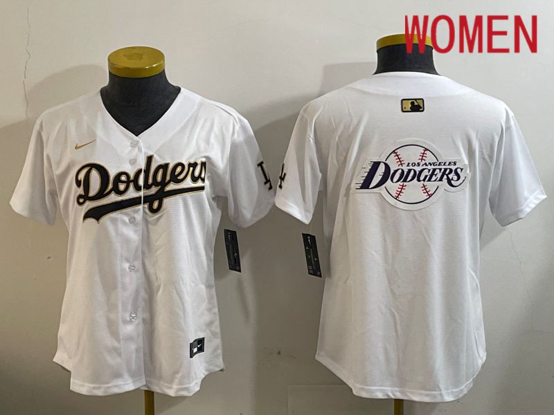 Women Los Angeles Dodgers Blank White Game 2024 Nike MLB Jersey style 12059->women mlb jersey->Women Jersey